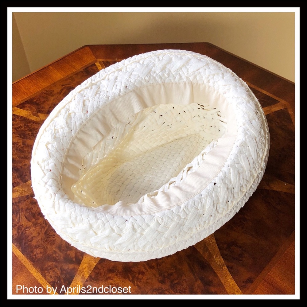 IVORY WOVEN FEDORA BOHO BOW BAND SUMMER HAT A3C - Picture 7 of 8